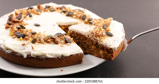 Pumpkin Coffee Cake Sliced And Icing