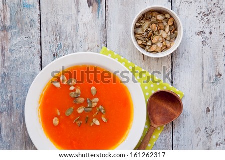 Similar – Image, Stock Photo Pumpkin soup Vegetable