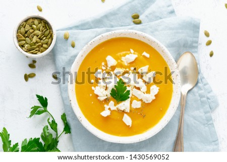 Similar – Image, Stock Photo Pumpkin soup Vegetable