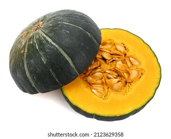 Pumpkin Cut Open On A White Background