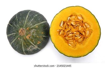 Pumpkin Cut Open On A White Background