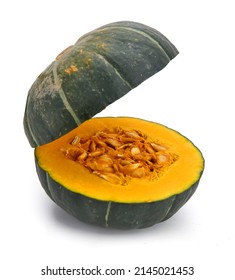 Pumpkin Cut Open On A White Background