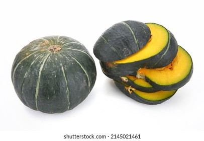 Pumpkin Cut Open On A White Background