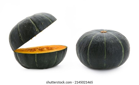 Pumpkin Cut Open On A White Background