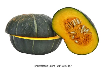 Pumpkin Cut Open On A White Background