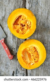 Pumpkin Cut Open With Seeds