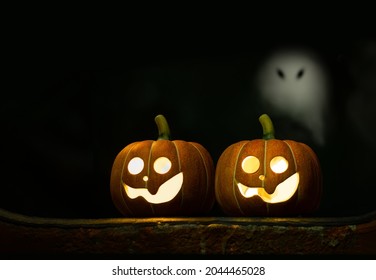 Pumpkin Lantern Lights Inner Glow To Celebrate Halloween Day And For Fun In The Night Scene.