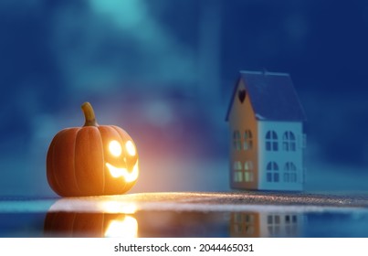 Pumpkin Lantern Lights Inner Glow To Celebrate Halloween Day And For Fun In The Night Scene.
