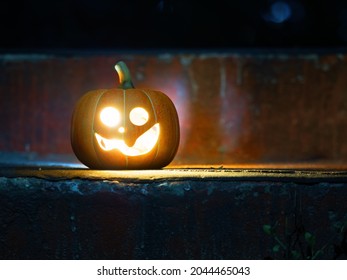 Pumpkin Lantern Lights Inner Glow To Celebrate Halloween Day And For Fun In The Night Scene.