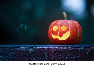 Pumpkin Lantern Lights Inner Glow To Celebrate Halloween Day And For Fun In The Night Scene.