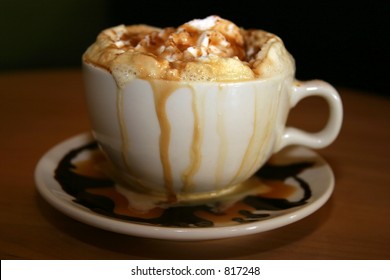 Pumpkin Latte With Whip Cream And Carmel Sauce