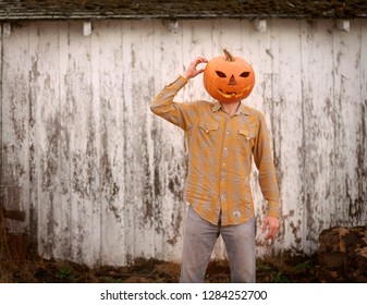 Pumpkin Man Scratching His Head