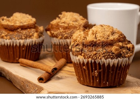 Pumpkin Muffins and Coffee – Rustic Fall Breakfast with Cinnamon
