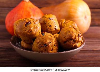 Pumpkin Nuts And Cranberry Whole Grain Muffins In A Bowl