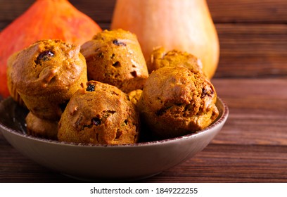 Pumpkin Nuts And Cranberry Whole Grain Muffins In A Bowl