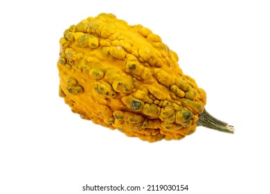 Pumpkin On White Background. Ugly Vegetables Are Edible. Reduce Organic Food Waste.