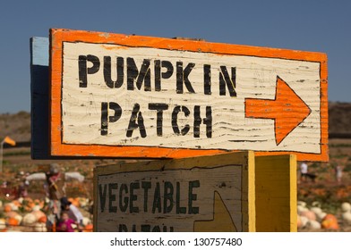 Pumpkin Patch Sign With Arrow Leading To Pumpkins