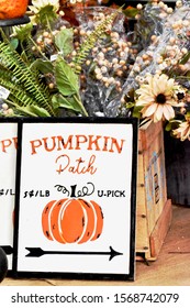 Pumpkin Patch Sign At The Green Market