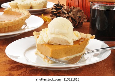 Pumpkin Pie Ala Mode With Hot Spice Wine