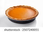 Pumpkin Pie Dessert, Homemade Pastry isolated on white background, Thanksgiving, autumn holidays celebration