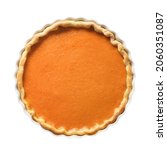 Pumpkin Pie isolated on white background. Thanksgiving Day traditional American food.