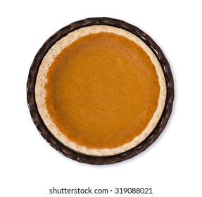 Pumpkin Pie Isolated On White, Top View