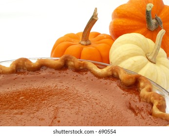pumpkin pie with mini pumpkins