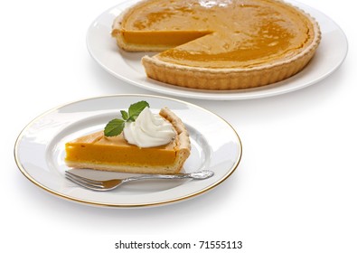 Pumpkin Pie On White Background