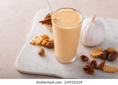 Pumpkin Pie Smoothie With Fall Spices, Yogurt And Pumpkin Puree