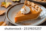 Pumpkin Pie: A spiced custard filling made from pumpkin puree, nestled in a flaky crust, this autumn favorite is often served with whipped cream for added sweetness.