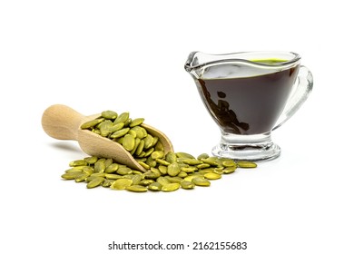 Pumpkin Seed Oil Isolated On White Background.