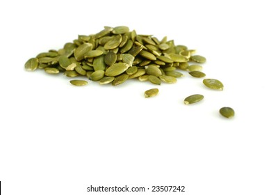 Pumpkin Seeds On White