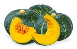 Pumpkin And Sliced Isolated On Transparent Background. PNG Image.