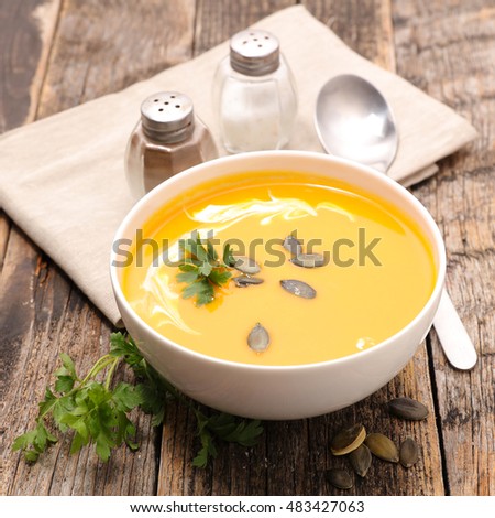 Similar – Image, Stock Photo Pumpkin soup Vegetable