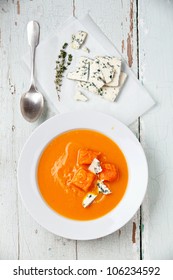 Pumpkin Soup With Blue Cheese