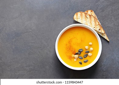 Pumpkin Soup With Chick Pea And Pumpkin Seeds.