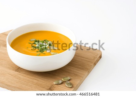 Similar – Image, Stock Photo Pumpkin soup in white bowl