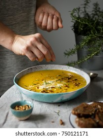 Pumpkin soup with rosemary