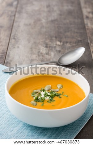 Similar – Image, Stock Photo Pumpkin soup Food