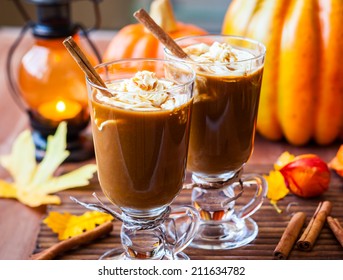 Pumpkin Spice Coffee With Whipped Cream And Caramel
