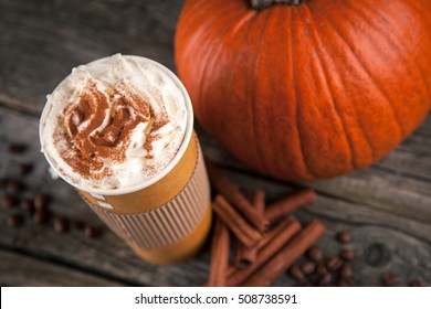 Pumpkin Spice Latte In A Paper Cup