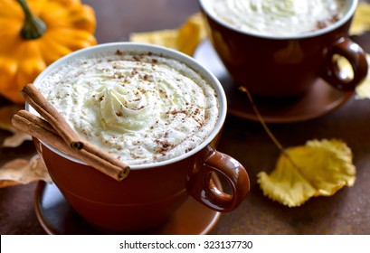 Pumpkin Spice Latte, Traditional Autumn Warm Cozy Drink