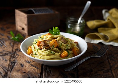 Pumpkin Veal Pasta With Parsley Pesto Sauce