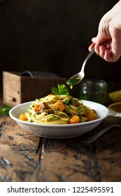 Pumpkin Veal Pasta With Parsley Pesto Sauce