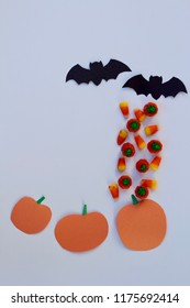 pumpkins and bats with candy 2