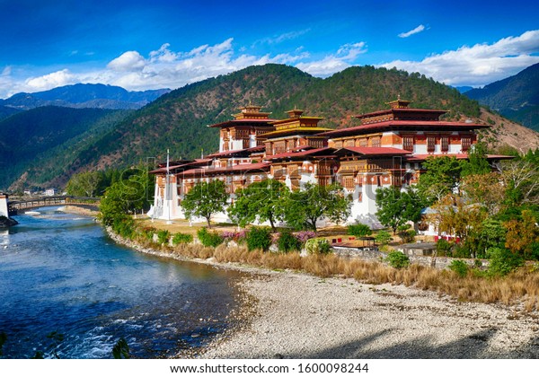 Punakha Dzong Fortress Sits Confluence Two Stock Photo (Edit Now ...