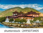 Punakha Dzong at the Mo Chhu river in Bhutan