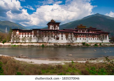 Punakha Dzong And The Mo Chhu River, Bhutan