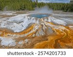 Punch Bowl Spring With a Very Colorful Cone in Yellowstone National Park in Wyoming