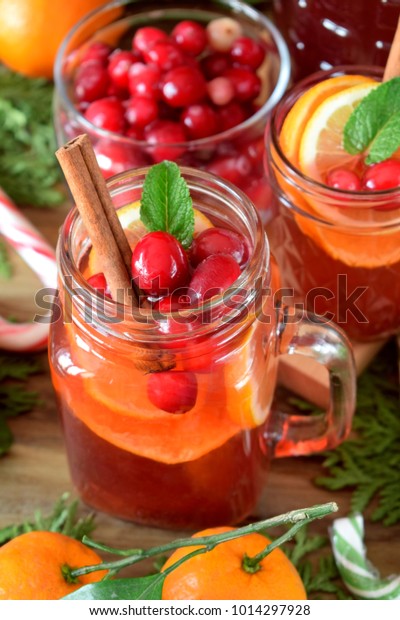 Punch Cranberries Orange Decorated Mint Stick Stock Photo Edit